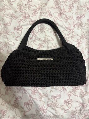 Studio 1010 Black Crochet Handle Shoulder Bag